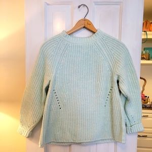 Mint and white marled thick sweater